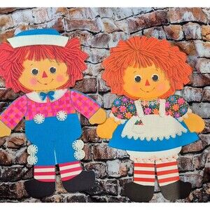 Vintage Bobs Merrell 14" Raggedy Ann & Andy Party Decorations Unused Hallmark